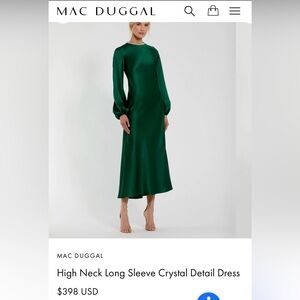 NWT mac duggal high neck long sleeve crystal detail dress